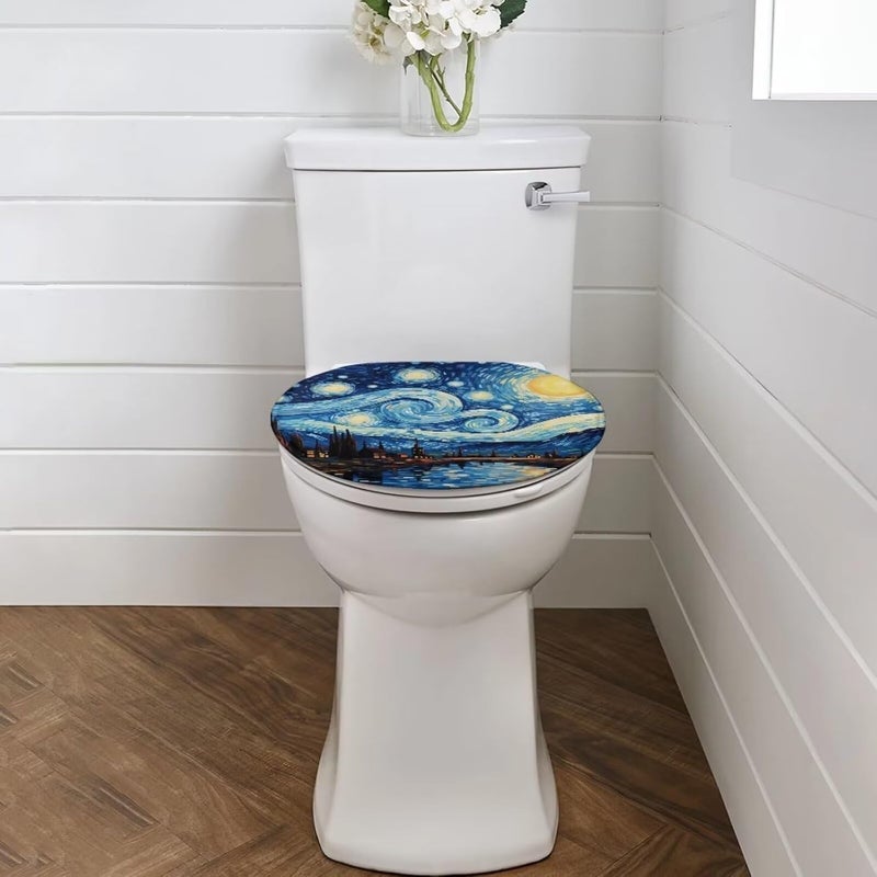 Flashideas Van Gogh Starry Night Toilet Lid Cover Soft Plush Seat Covers Tank Lip Covers Fits Most Toilet Tanks & Lids Bathroom Decoration Accessories - Image 2